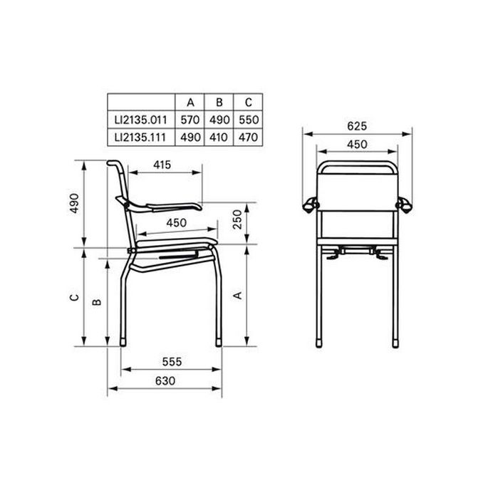 Handicare (Linido) LI2135011200 shower/toilet chair (seat height 610mm) stainless steel polished