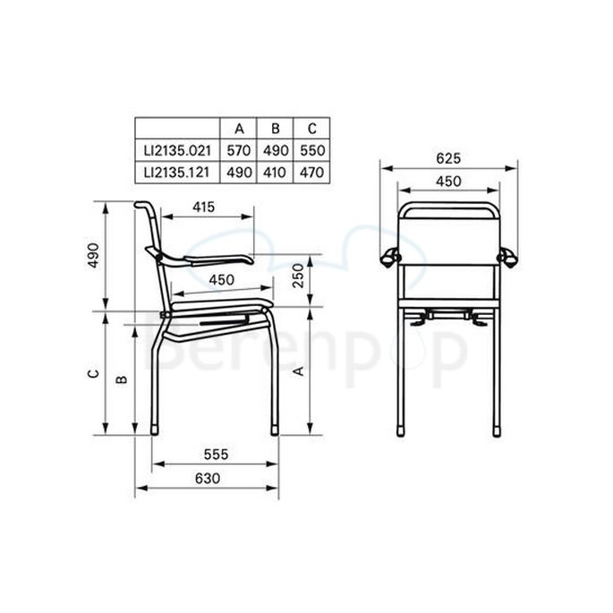 Handicare (Linido) LI2135021402 douche-/ toiletstoel (zithoogte 610mm) RVS gecoat wit