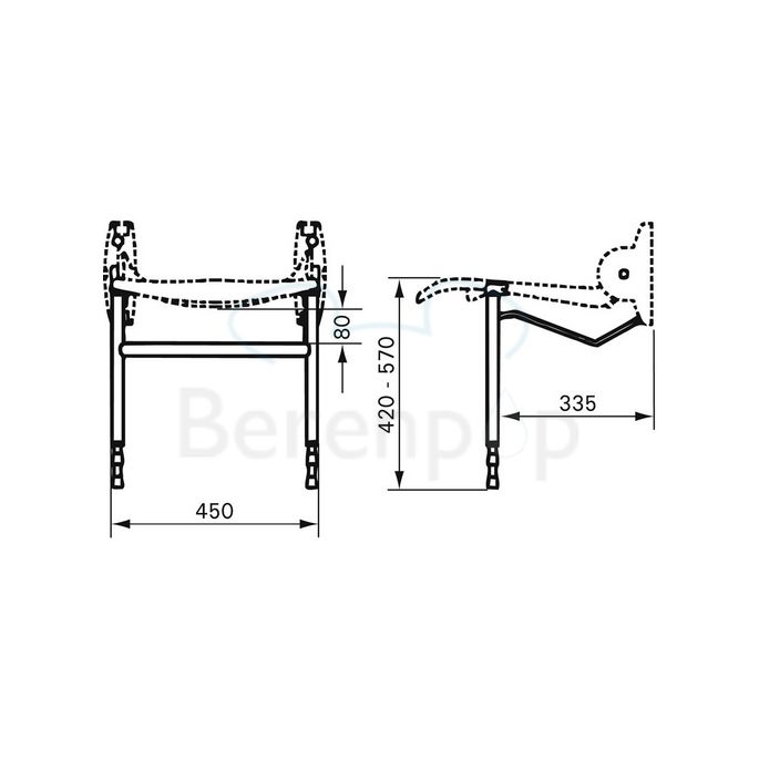 Handicare (Linido) LI2214201402 auxiliary leg set for shower seat stainless steel coated white