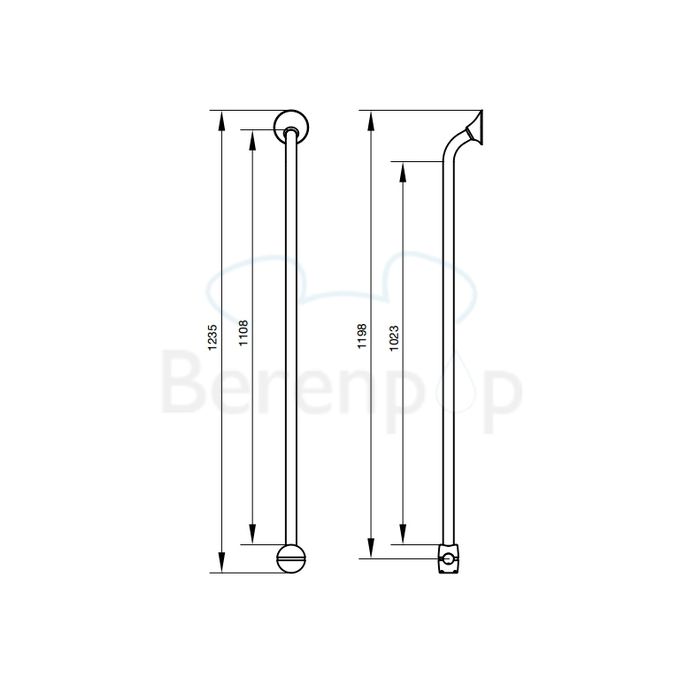 Handicare (Linido) LI2611018200 verticale combi-beugel Ergogrip 1235mm RVS gepolijst (witte afdekkap)
