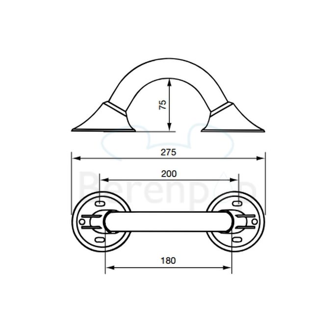 Handicare (Linido) LI2611020211 Wandhalterung Ergogrip 200mm Edelstahl poliert (anthrazitfarbene Abdeckungen)