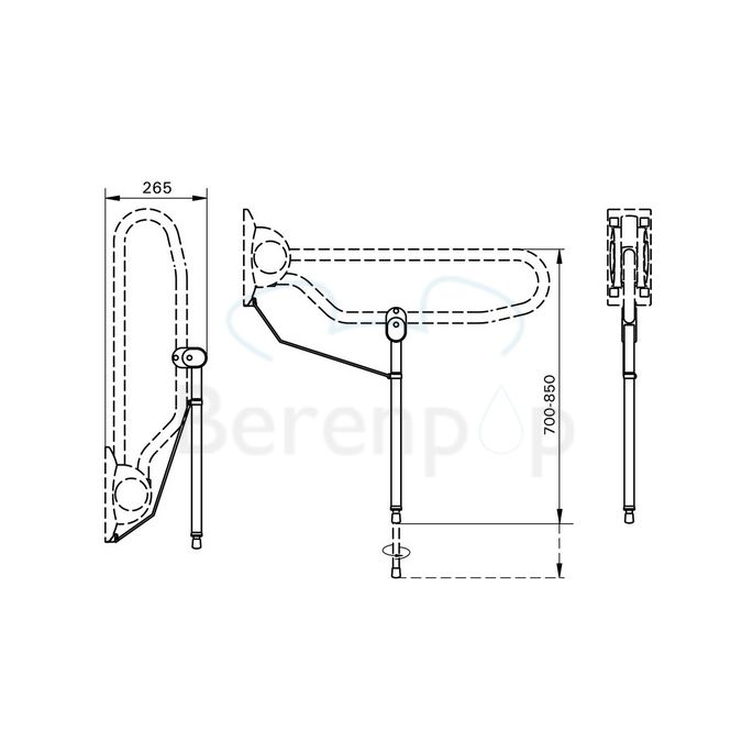 Handicare (Linido) LI2614300111 auxiliary leg set folding toilet rail steel coated anthracite