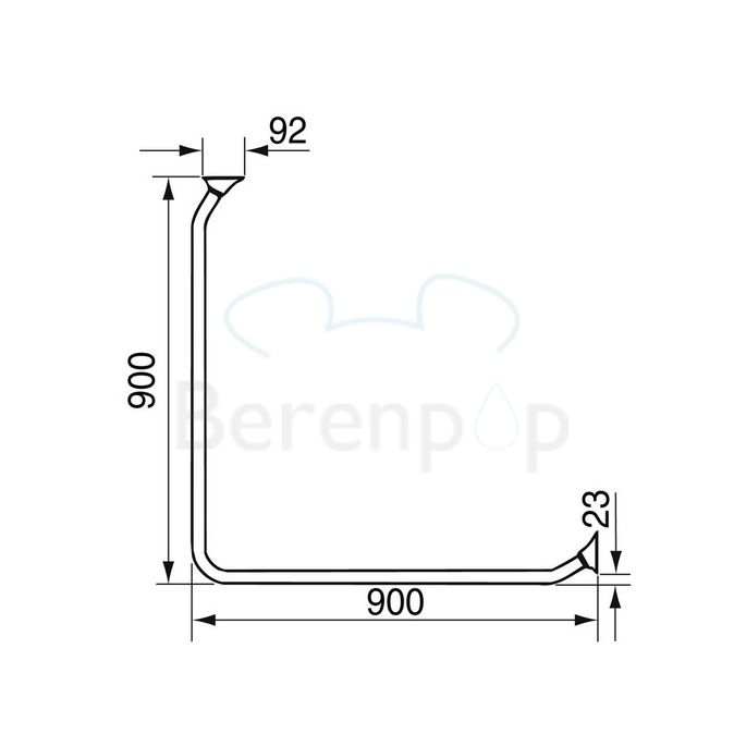 Handicare (Linido) LI2641000102 Duschvorhangstange 90x90cm Stahl beschichtet weiß