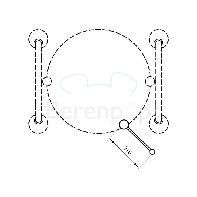 Handicare (Linido) LI2642002202 bedieningshendel kantelspiegel RVS gepolijst wit