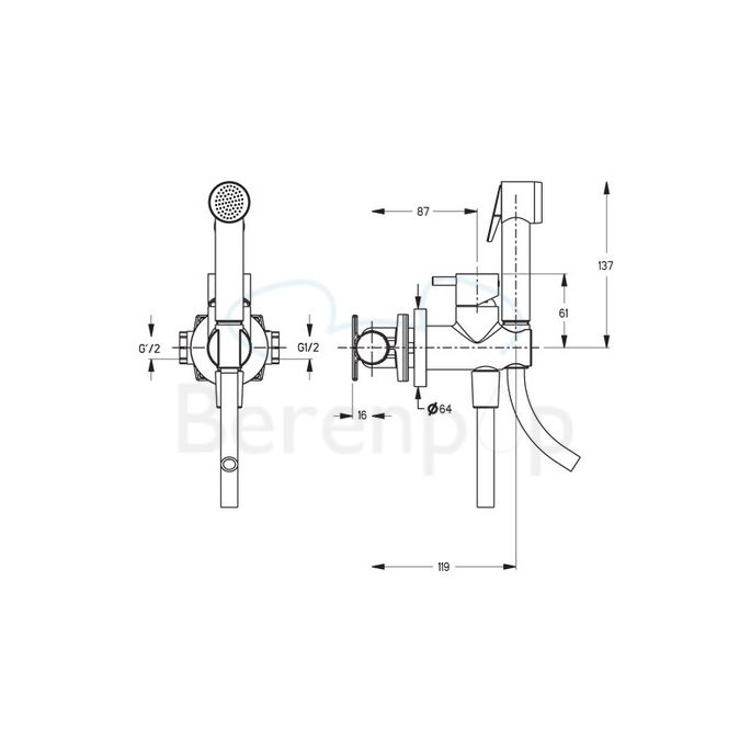 Raminex WC-Reinigungsbrausenset Tuka Tuka AC 676 51 WC-Reinigungsbrausenset mit Schlauch und Mischbatterie Chrom