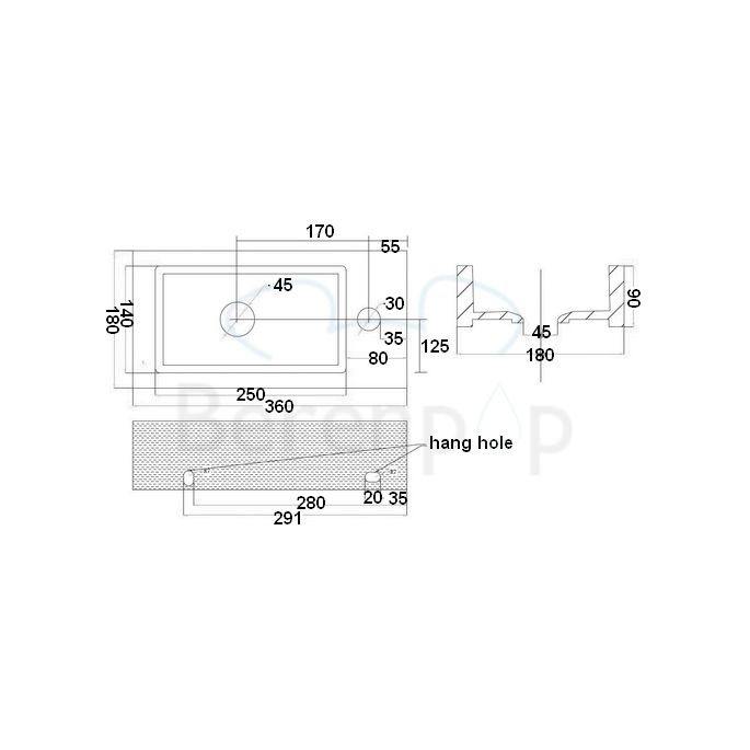 San4U 2504610 Mini-Block (rechts) fontein 36x18x9cm keramiek wit