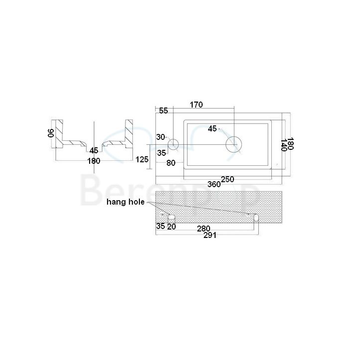 San4U 2514610 Mini-Block (left) fountain 36x18x9cm ceramic white