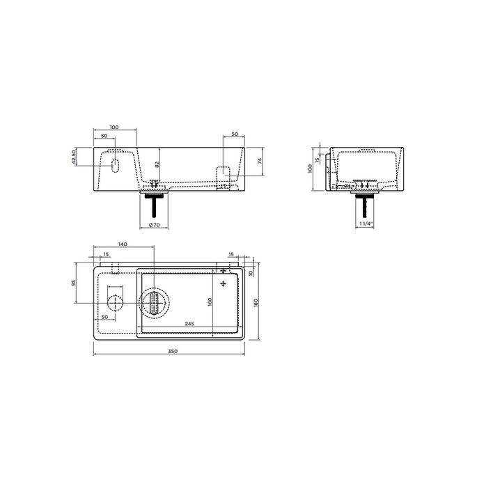 Clou New Flush 3 CL0313432 fontein 35x18cm aluite mat wit