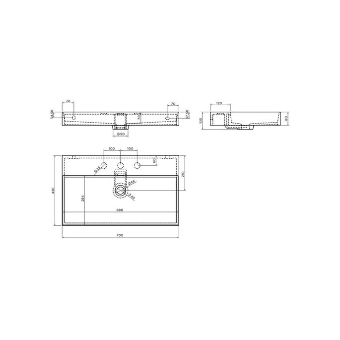 Clou New Wash Me CL0201432 wastafel 70x42cm glanzend wit keramiek