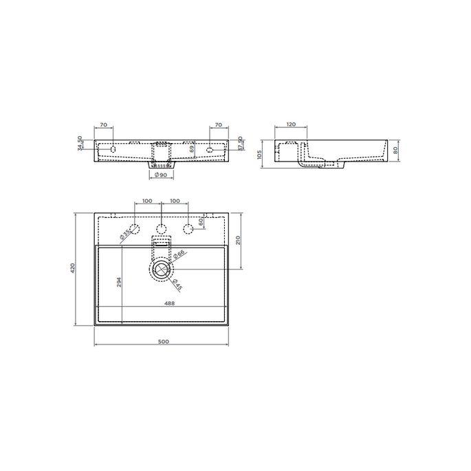 Clou New Wash Me CL0230430 sink 50x42cm matte black ceramic