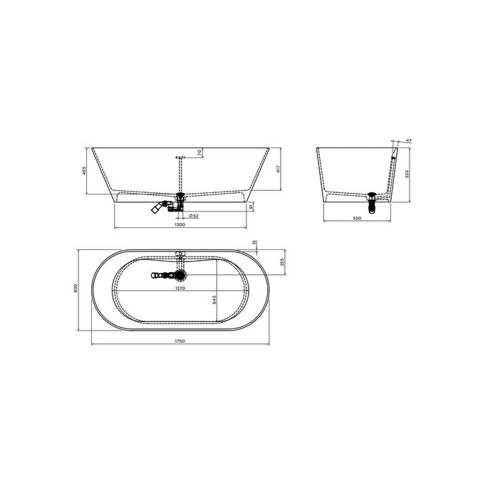 Clou Solium CL057001020 freistehend Bad 175x80 aluite matt weiß