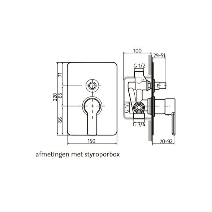 HSK Dusche & Co! 1180039 Einbau Bad-/Duscharmatur Softcube mit Umsteller (2 Abgänge) chrom (Outlet)
