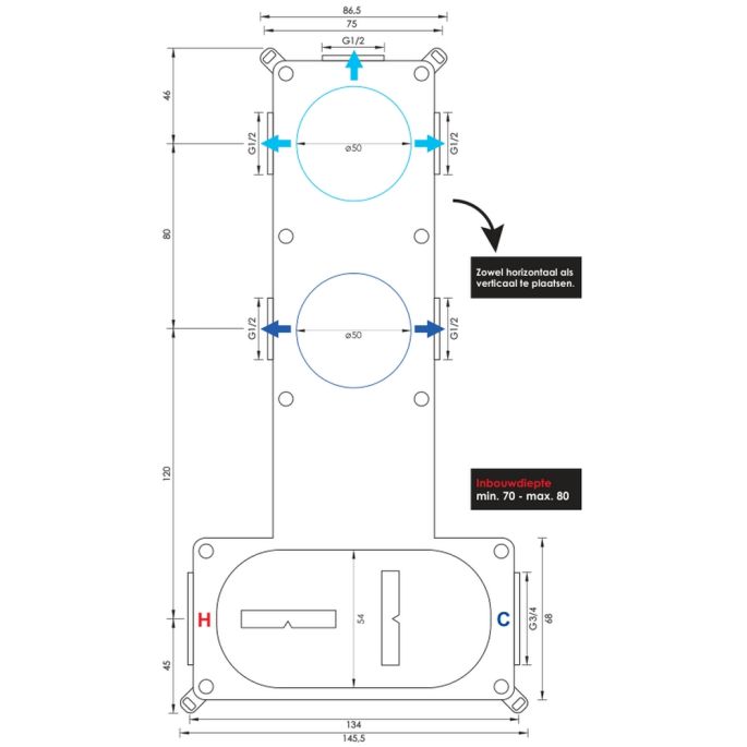 Brauer Carving 5-S-101 thermostatische inbouw regendouche SET 05 mat zwart