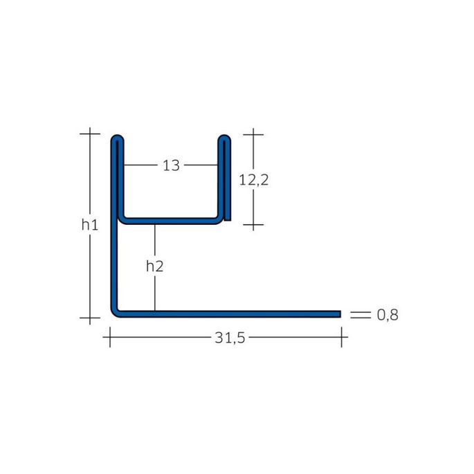 Blanke Aqua Glas 204280B080210 glasprofiel 2100x21x8mm RVS geborsteld