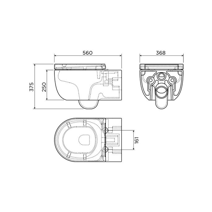 Clou Hammock CL0401060 Rimless 56cm wandtoilet met toiletzitting glanzend wit