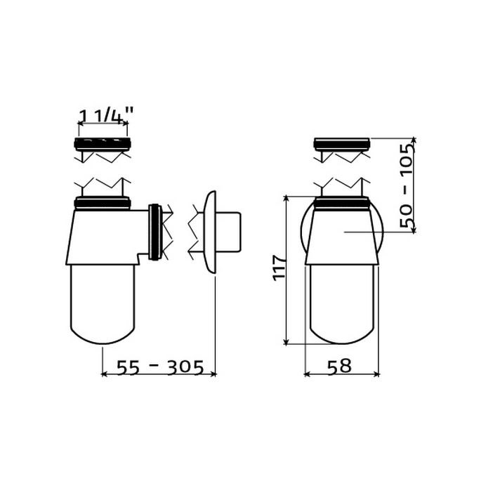 Clou InBe IB0653090 bekersifon t.b.v. Flush 6 fontein chroom