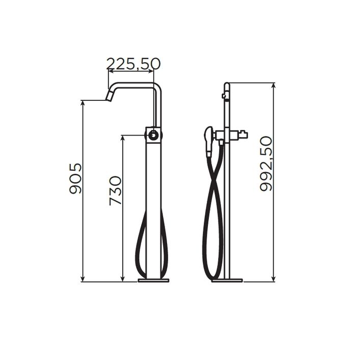 Clou Kaldur CL062500529 vrijstaande badkraan zonder handdouche chroom