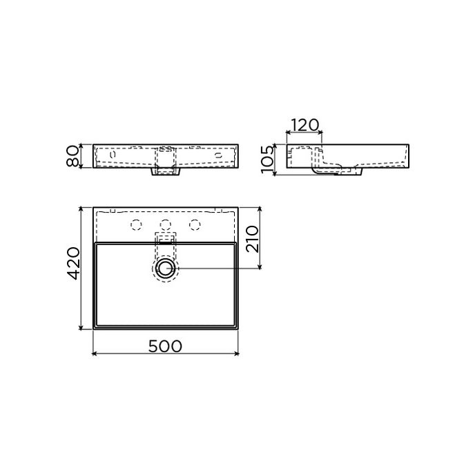 Clou New Wash Me CL0201430 wastafel 50x42cm glanzend wit keramiek
