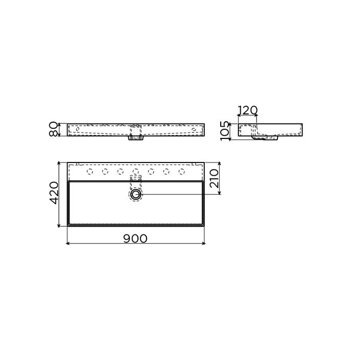 Clou New Wash Me CL0230434 wastafel 90x42cm mat zwart keramiek