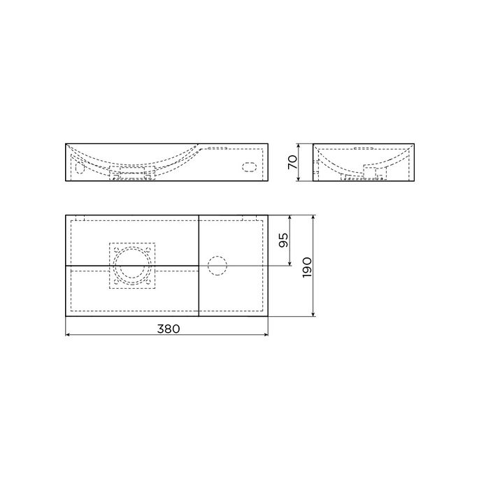 Clou Vale CL0303161R fountain 38x19cm without tap hole right glossy white ceramic
