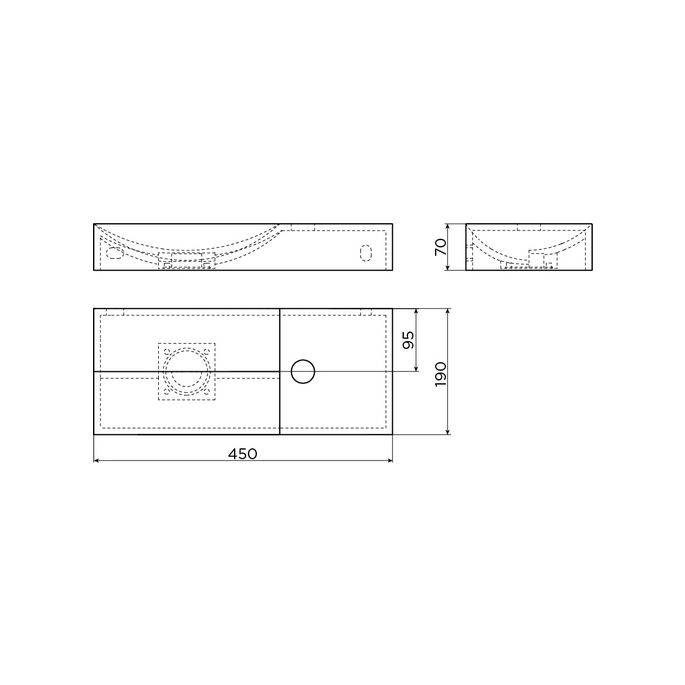 Clou Vale CL030316201R fontein 45x19cm met kraangat rechts glanzend wit keramiek