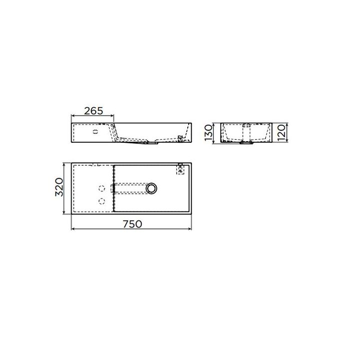 Clou Wash Me CL0213134 sink with faucet bench left 75x32cm aluite white