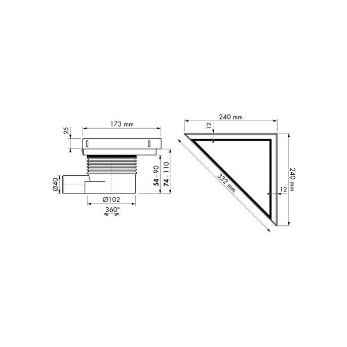 Easy Drain Aqua Plus Delta F EDMZDEMSI6 shower drain 24x24cm side spout
