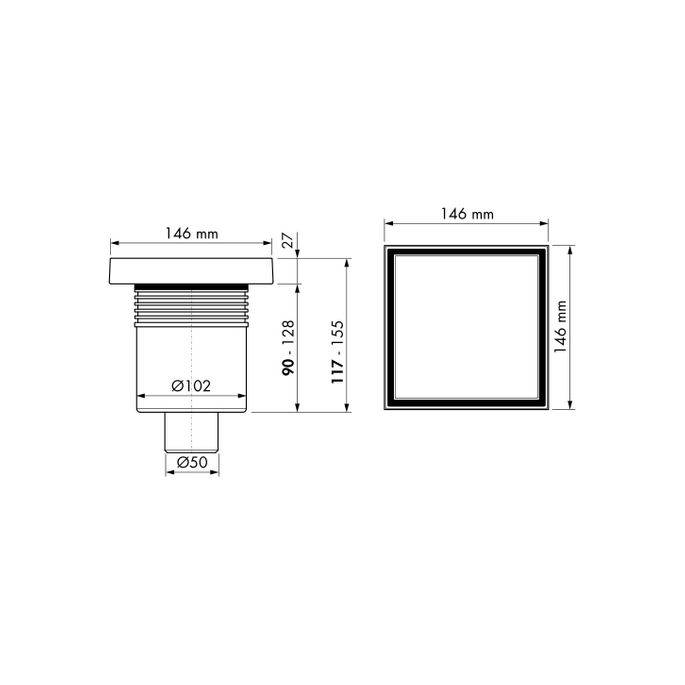 Easy Drain Aqua Quattro Tile AQUA15X15MSI3T shower drain 15x15cm bottom outlet
