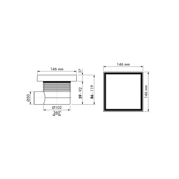 Easy Drain Aqua Quattro Tile AQUA15X15MSIT shower drain 15x15cm side spout