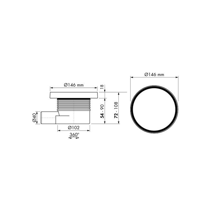 Easy Drain Aqua Round AQUARDX15MSI6 shower drain ø15cm side spout