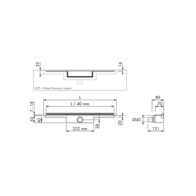 Easy Drain M-line MLINE120030 douchegoot 120cm zijuitloop