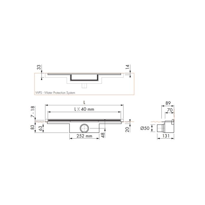 Easy Drain M-line MLINE70050 shower channel 70cm side spout