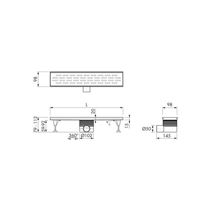 Easy Drain Multi EDM1400 Duschrinn 140cm Seitenauslauf