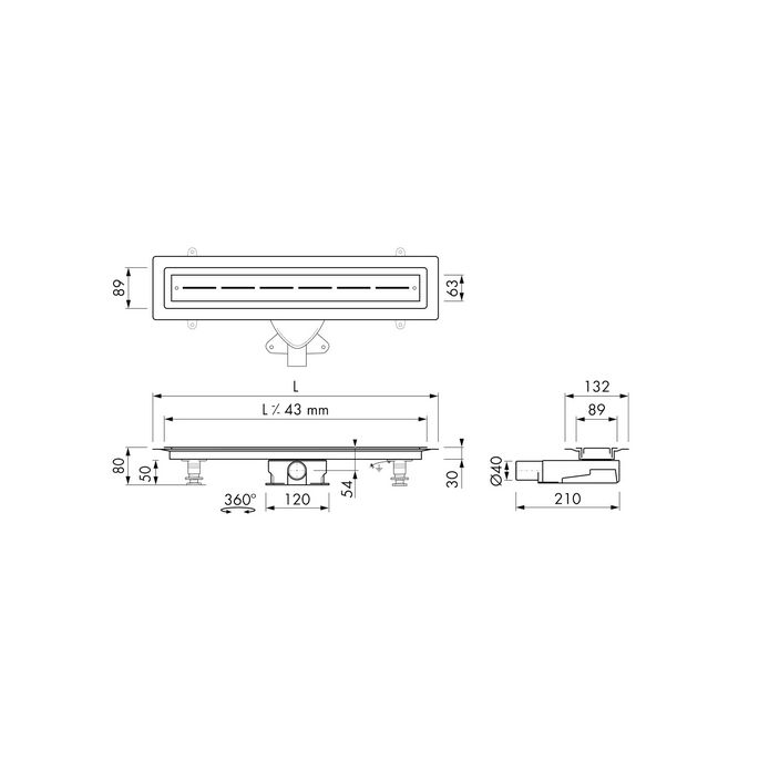 Easy Drain Vinyl EDVINM280035 douchegoot 80cm zijuitloop