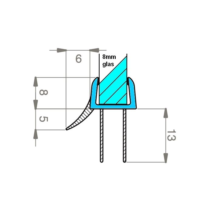 Exa-Lent Universal DS481008 helder doucheprofiel 3 flapjes 100cm - 8mm
