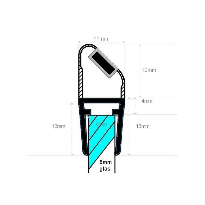 Exa-Lent Universal DS682008 matte black shower profile magnetic 45 degrees (set of 2 pieces) 200cm 8mm