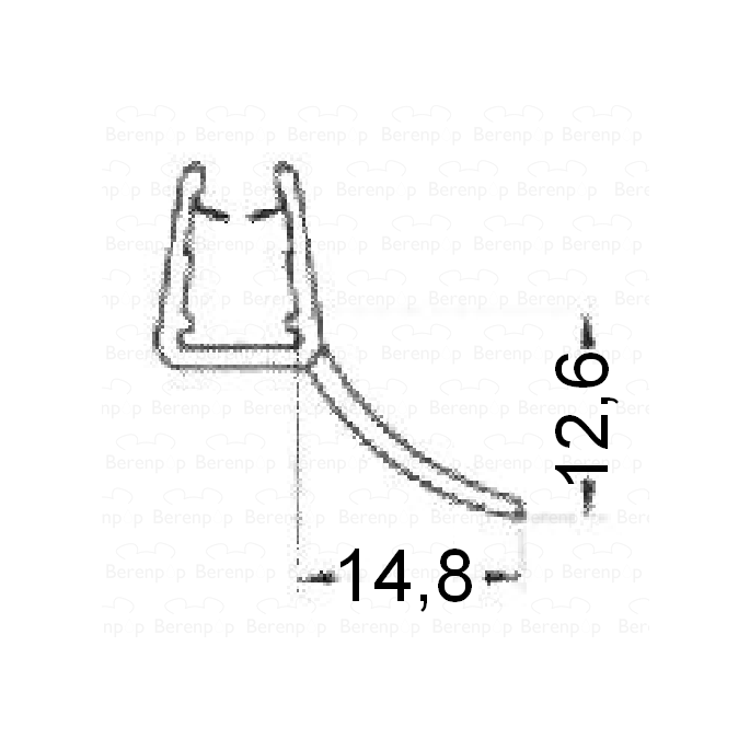 HSK Kienle E87072-4 Schleppprofildichtung, F1 lang, 12,6mm, 200cm, 8mm *nicht mehr lieferbar*