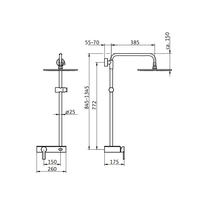 HSK AquaSwitch RS 200 Mix rond 1001800 showerset met mengkraan chroom