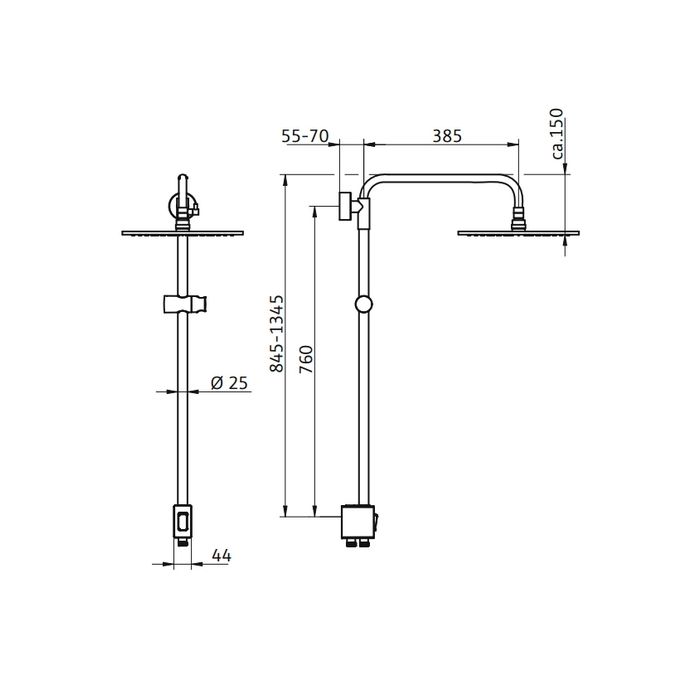 HSK AquaSwitch RS 200 rond 1001700 showerset zonder kraan chroom
