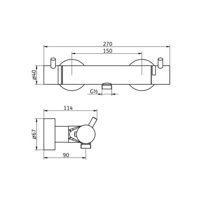 HSK Dusche & Co! 1000101 Duschset 1.01 rund mit Sicherheitsthermostat Chrom