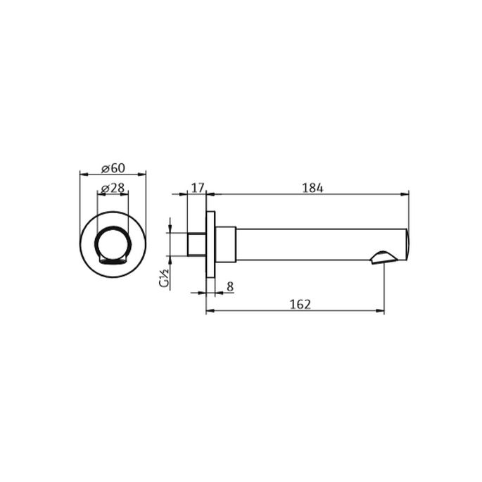 HSK Shower & Co! 1100035 baduitloop rond 162mm chroom
