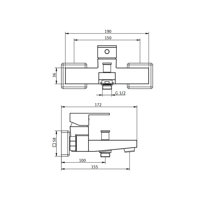 HSK Shower & Co! 1140008 opbouw badmengkraan rechthoekig chroom