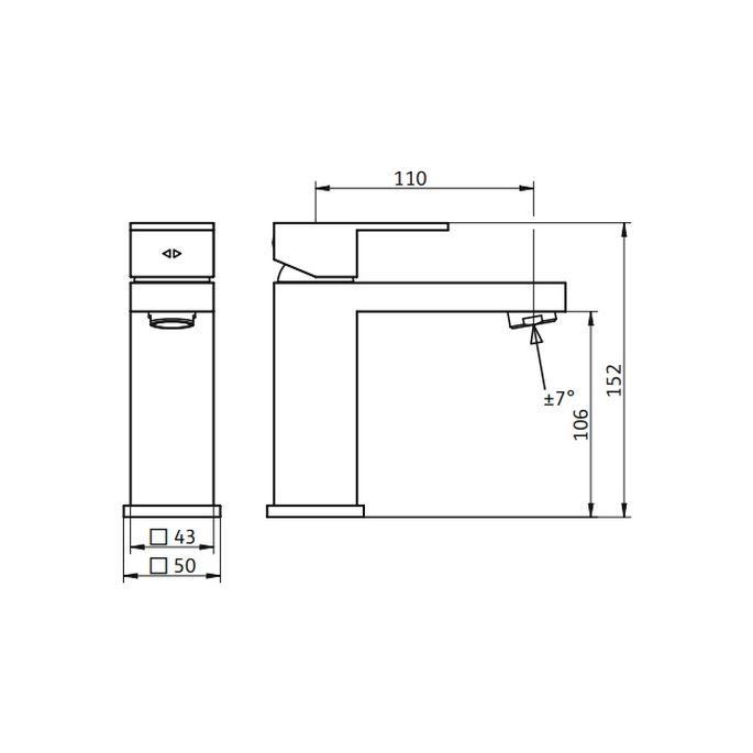 HSK Shower & Co! 1140031 wastafelkraan rechthoekig chroom