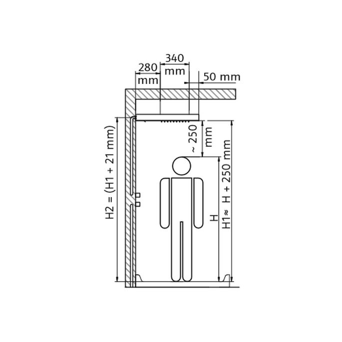 HSK Dusche & Co! 1900007 Regenbrause Lavida Plus mit Wasserfall frei hängend Edelstahl poliert