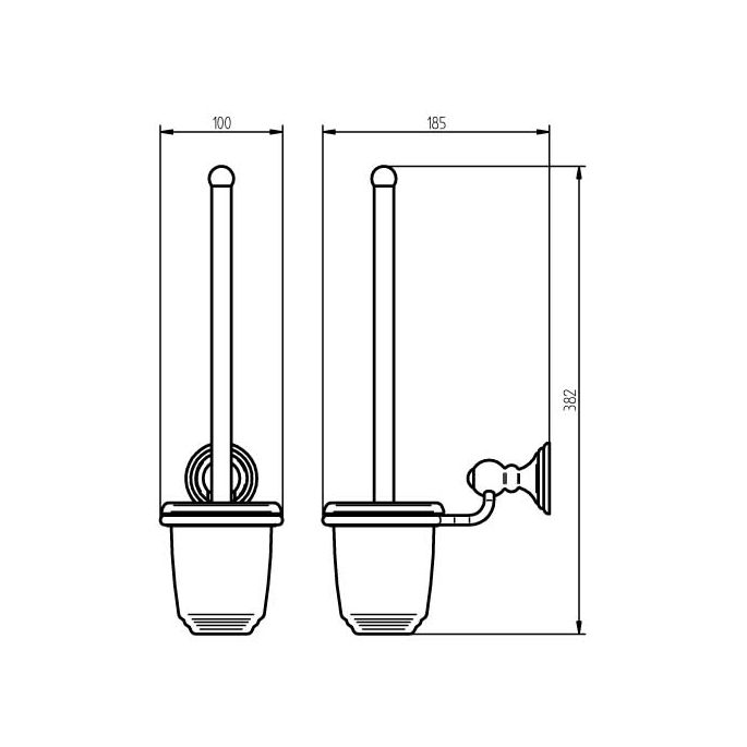 Haceka Allure 1208632 closetborstel porselein/ RVS geborsteld