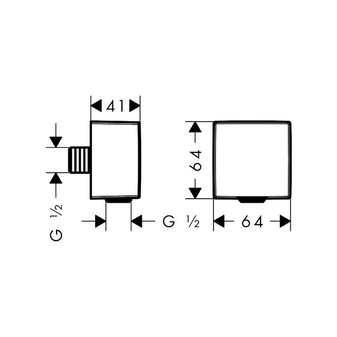 Hansgrohe 26455000 FixFit Square wandaansluitbocht chroom (OUTLET)