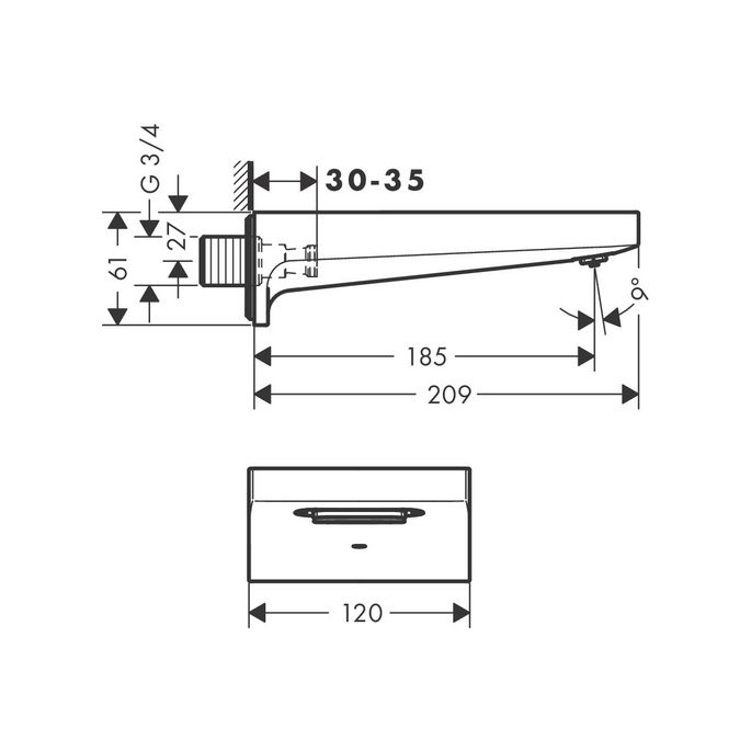 Hansgrohe Metropol 32543000 bath spout chrome (OUTLET)
