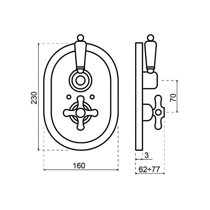 Lanesto Brighton 253463 2-weg inbouwthermostaat chroom (OUTLET)