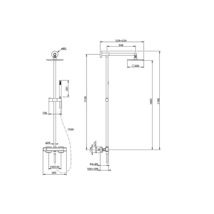 Pure Aragon AR5117 douche opbouwset met thermostaat chroom