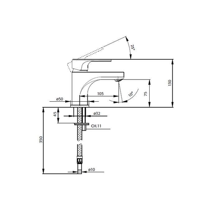 Pure Cinca CN5303 wastafelkraan chroom